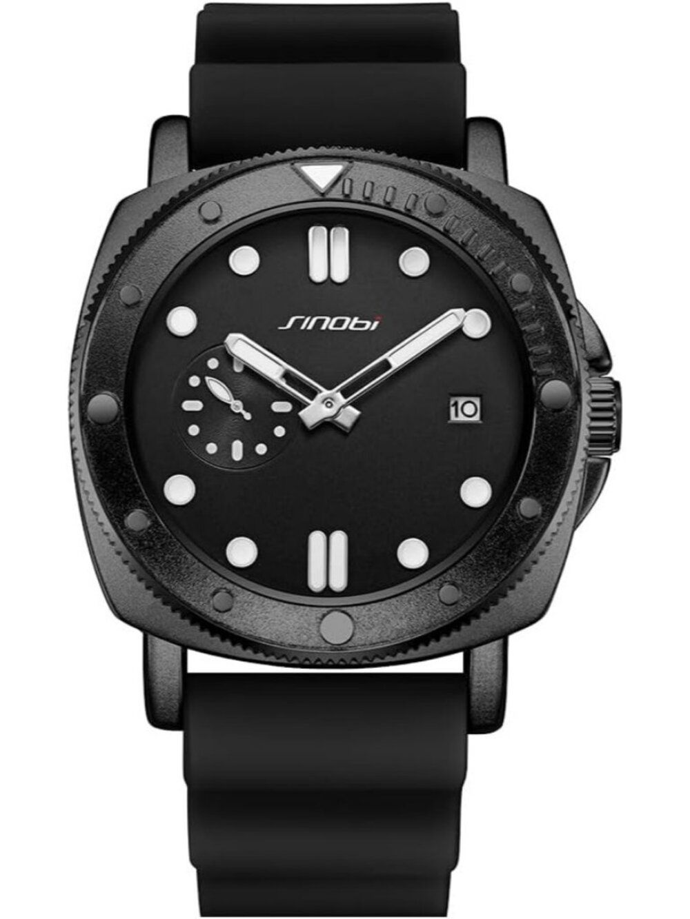 Men's Black Analog Silicone Strap Water Resistant Rotating Bezel Wrist Watch